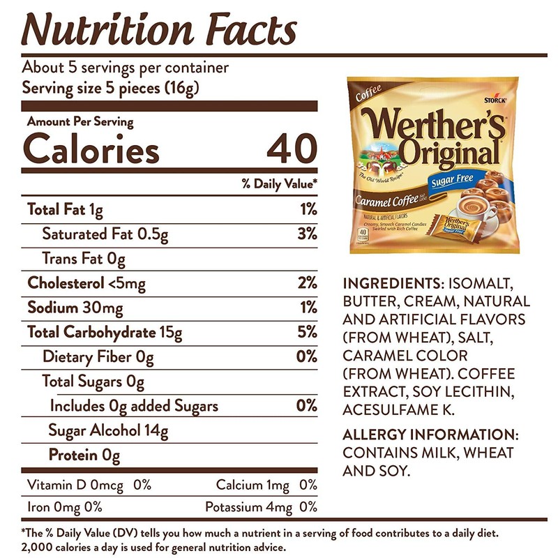 Werther's Original Sugar Free Caramel Coffee,Hard Candies 2.75 oz, 3