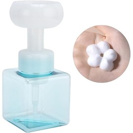 Flower Shape Foaming Soap Dispenser, 250ml Refillable Empty Foam Liquid Hand Soap Container Reusable Plastic Press Bottle for Bathroom(White)