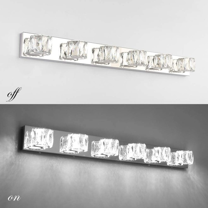 Aipsun 6 Lights 41in Crystal Vanity Lights Over Mirror Long