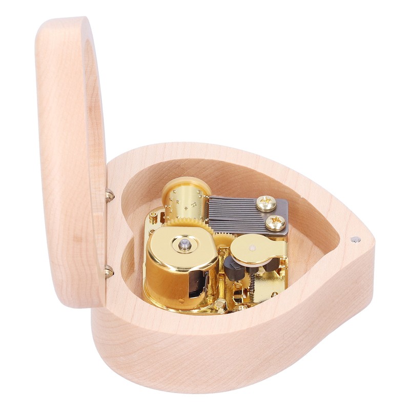 Wood Heart Shape Music Box Musical Box for Birthday Christmas