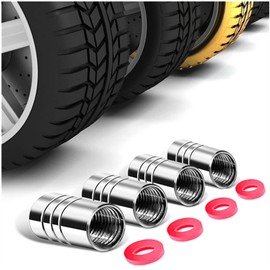 8-Pack American Flag Valve Stem Caps for Cars, Trucks, Bikes, Motorcycles and Bicycles - Silver Metal Tire Valve Caps with Universal Fit, Airtight Dust-Proof Stem Covers - Corrosion Resistant