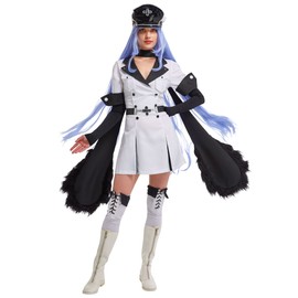 miccostumes Womens Anime Uniform Dress Cosplay Costume with Neck Accessory Belt Hat Stockings, White, Medium