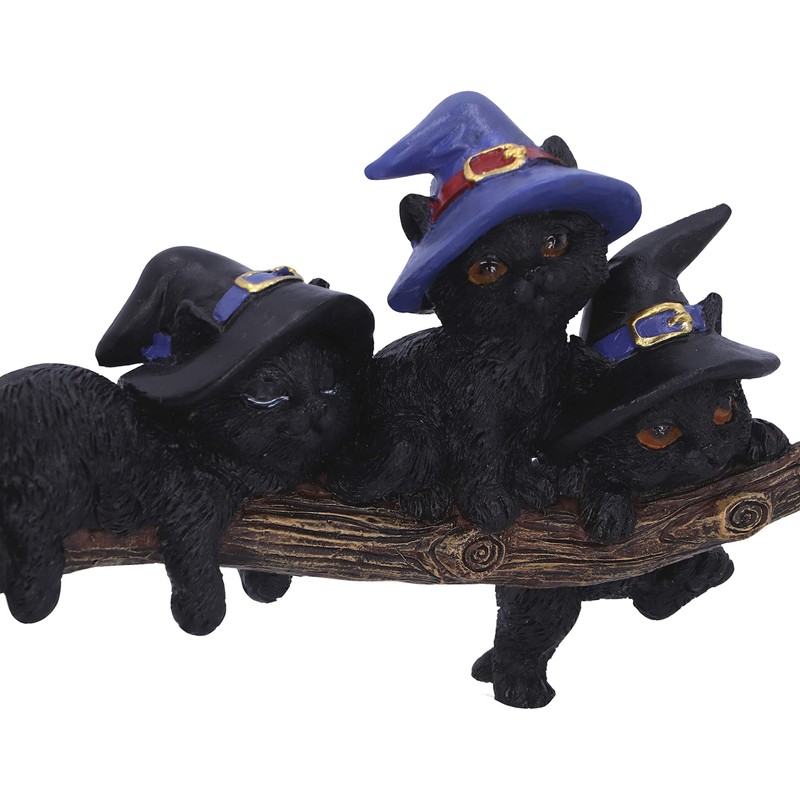 Nemesis Now Purrfect Broomstick Witches Familiar Black Cats and Broomstick