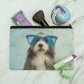 Sheepdog Bearded Collie Dog Giant Blue Sunglasses Makeup Cosmetic Bag Organizer Pouch