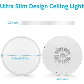 LightingWill 8.9 Inch LED Flush Mount Ceiling Light Fixture, 6000K Cool White, 1800LM, 18W, Flat Modern Round Lighting Fixture, 180W Equivalent White Ceiling Lamp for Kitchens, Bedrooms.etc.