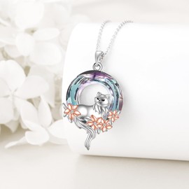 YAFEINI Cat Necklace Sterling Silver Cat Pendant Necklace with Crystal Ragdoll Necklace Cat Jewellery Birthday Christmas Gifts for Women Girls