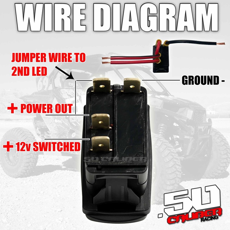 50 Caliber Racing Rocker Switch ON/Off Blue LED Backlit -