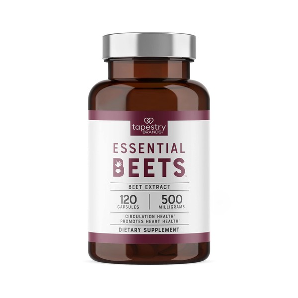 Tapestry Brands Essential Beets 500mg – Supports Heart Health - Healthy Circulation – Normal Blood Pressure - Supports Athletic Performance - 120 Day Supply