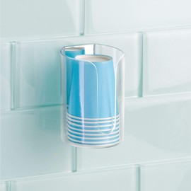 iDesign AFFIXX Plastic Adhesive Disposable Paper Cup Dispenser for Master, Guest, Kids' Bathroom Vanity and Shower, 2.64" x 2.53" x 3.93", Clear