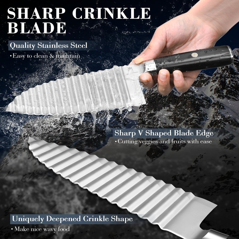 Dragon Creek Crinkle Cutter Knife - Wavy Chopper Potatoes Crinkle