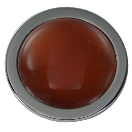 Quiges Interchangeable Coin 25 mm Silver-Plated with Glass / Natural Stone Coin Pendant, Tin, Rusty red