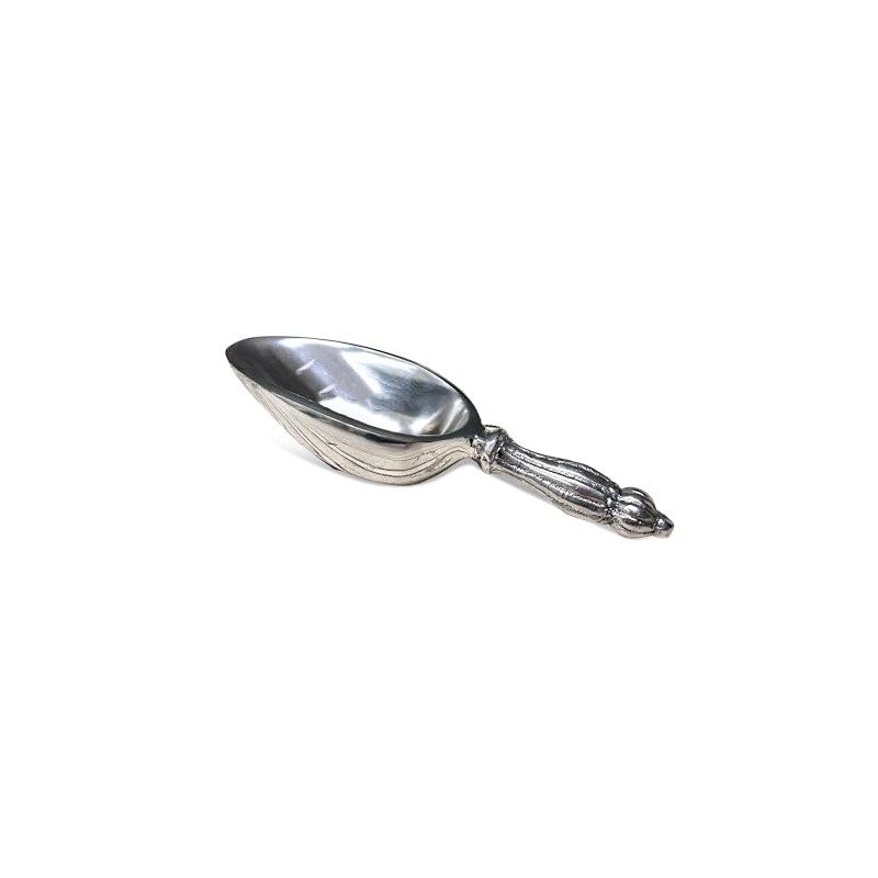 Elegant Ribbed Ice Scoop Polished Aluminum 7 Inches by India