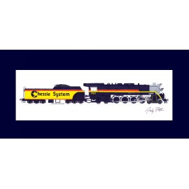 Chessie Steam Special 4-8-4 #2101 10"x17" print 10"x20" Mat Andy Fletcher signed