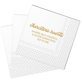 SharkBliss Funny Cocktail Napkins, 50 Pack Charcuterie Boards: Where Self-Control and Good Intentions Go to Die Humorous Paper Appetizer Napkins for Party 2-Ply, 5x5" (Charcuterie Boards)