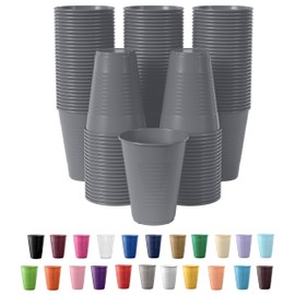 Exquisite Silver Disposable Plastic Cups - 100 Pack 12 Oz Plastic Cups - Colored Disposable Cups - Durable Party Cups - Plastic Disposable Drinking Cups - Bpa Free Plastic Cups For Party