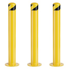 Safety Bollard Post, 42 Inch Height Steel Bollards, 3.5 Inch Diameter Parking Bollard, Yellow Powder Coated Safety Parking Barrier Post, for Traffic Sensitive Areas,3PCS