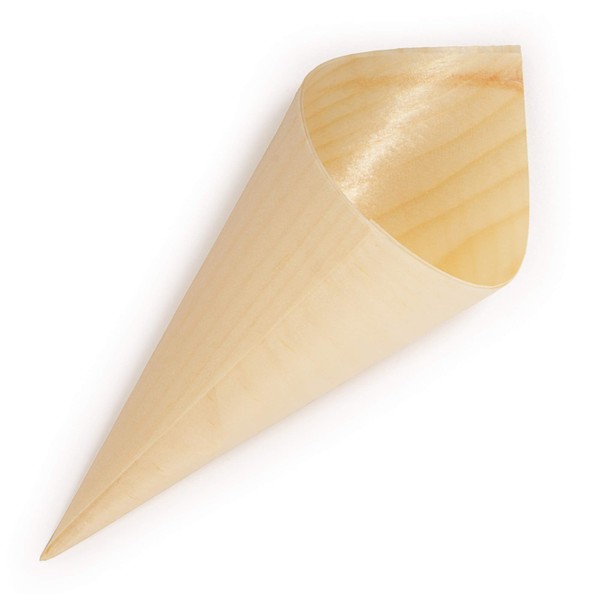 BambooMN Brand - 5" Tall x 2" Dia Disposable Wood Cones - 100 Pieces