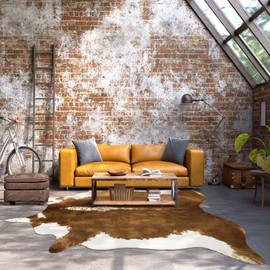 BENRON Extra Large Cowhide Rug Accent Western Rug Stylish Cow Rug 8x9.5ft Rugs for Living Room Bedroom Faux Animal Hide Rug Premium Cow Print Rug, Khaki Brown, 8x10(Approx)