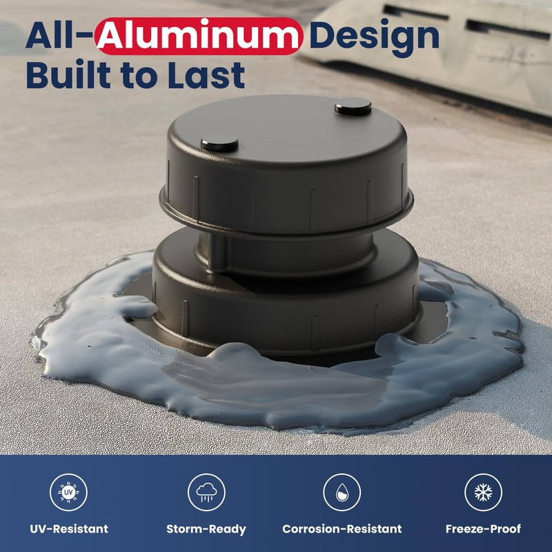 Aluminum RV Plumbing Vent Cap - Roof Sewer Replacement for