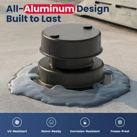 Aluminum RV Plumbing Vent Cap - Roof Sewer Replacement for Plastic Covers, Outside Accessories for Trailers, Campers, and Motorhomes- Black (1 Pack)