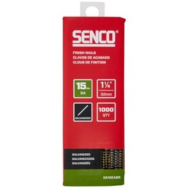 SENCO DA15EABR 34 Degree Collated Finish Nails, 15 Gauge, 1-1/4 Inch Length, Galvanized, 1,000 Count Pack