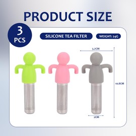 Pack of 3 Tea Infusers for Loose Tea, Funny Tea Infuser, Funny Tea Strainer for Loose Tea, Funny Creative Humanoid Tea Brewer with Handles for Tea Lovers, Friends and Family for Cups and Teapots