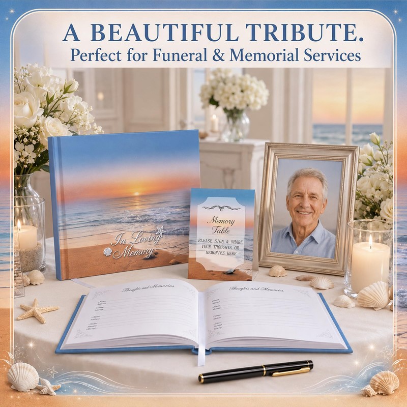 Funeral Guest Book for Memorial Ocean Beach