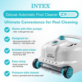 INTEX Deluxe Pressure-Side Above Ground Automatic Pool Cleaner Vacuum - For Bigger Pools – Cleans Pool Floors and Walls – Removes Debris – Removable Filter Tray – 21ft Tangle Free Hose