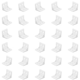 Tabanzhe 30 Plastic Furniture Corner Braces - 4-Hole Right Angle Board Holders, L Shape Brackets, and Shelf Support Corner Braces in White