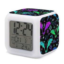 XUWU Magic Bat Wormhole Alarm Clock for Kids Boy Girl 7 LED Color Changing Wake Up Clock Home Decor Bedroom Digital with Temperature Display