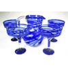 Eye4Art Mexican Margarita Glasses Blue Swirl, Pitcher set, Hand Blown,