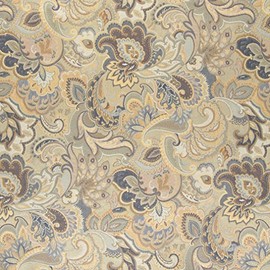 Blue White and Gold Abstract Floral Upholstery Fabric by The Yard - SKU: Ballard Rain