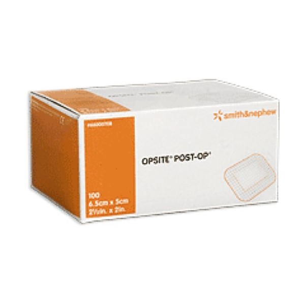 Smith & Nephew Opsite Post-Op Transparent Waterproof Dressing with Highly Absorbent Pad 6-1/8" x 3-3/8", Low Adherence, Latex-free (Box of 20 Each)