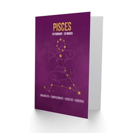 Wee Blue Coo BIRTHDAY CARD - ZODIAC STAR SIGN ASTROLOGY PISCES