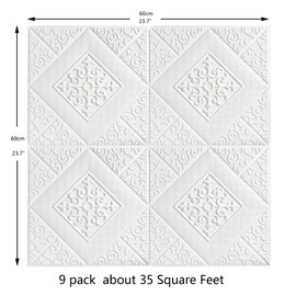 GRANDMEI 3D Wallpaper, 9 Pieces 35 Sq.ft Peel and Stick Self-Adhesive Wall Panelfor Ceiling Bedroom Home Livingroom Background