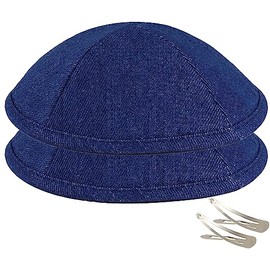 Zion Judaica Stylish Denim Kippot Yarmulke for Men Boys Trendy Yamaka Bar Mitzvah Skullcaps Bulk Kippah for Bat Mitzvah Chuppah Wedding Jeans Kippahs Unisex (2 PC, Blue Denim)