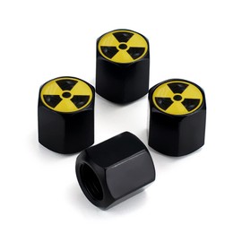 Valve Caps for Car Tires | Valve Stem Caps for Cars SUVs Trucks Motorcycles Bicycles | 4 Pack Yellow Warning Pattern Car Decoration Accessories Universal Car Valve Stem Dust Proof Covers