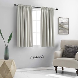 DONREN 54 Inch Bedroom Curtains Panels - Light Gray Blackout Curtains All Season Thermal Insulated Rod Pocket Panels for Living Room,2 Panels