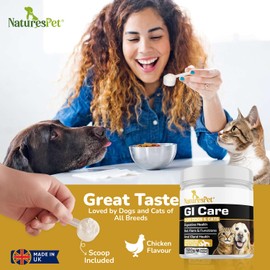 Dogs & Cats Probiotic Powder 5 Billion CFU Per Scoop- Chicken Flavour Probiotic for Pet, Pre & Probiotic Digestive Supplement for Pets Gut Health, Ideal for All Breeds & Sizes – 120g