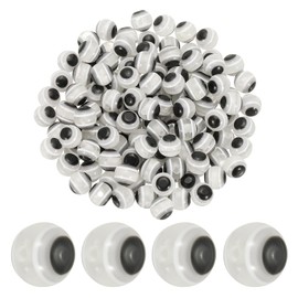 YOKIVE 100 Pcs 8mm Evil Eye Beads, Resin Turkish Evil Eye Charm Handmade Round Beads Loose Spacer Beads Great for DIY Art Craft Bracelet Necklace Earrings Making (White)