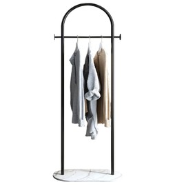 BUZUEY Freestanding Clothing Rack with Marble Base,Modern Black Arch Garment Rack for Small Spaces,Sturdy Metal Coat Rack,Clothes Racks for Hanging Clothes in Bedroom,Closet,Entryway,Boutique Display
