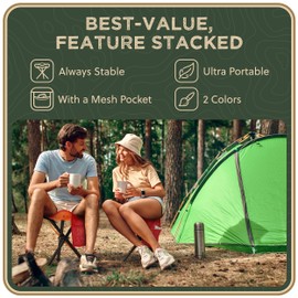 RISIBIX Foldable Camping Stool | Hunting Stool w/Mesh Pocket | Stable Tripod Chair | Portable Tripod Stool | 2-Layered 600D Fishing Stool | Light Tripod Seat | 3 Legged Stool w/Steel Legs (Orange)