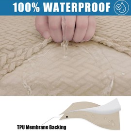 Smiry Waterproof Couch Cushion Covers, Stretch Jacquard Thick Sofa Cushion Covers, Washable Seat Cover Slipcover Elastic Furniture Protector for Pets, Kid (Back Cover M, Camel)