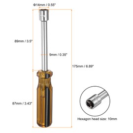 HARFINGTON 2pcs Metric Nut Driver 10mm 45# Carbon Steel Non-Magnetic 6 Point Hexagon Socket Wrench Screwdriver with Anti-Slip Handle for Auto Repair