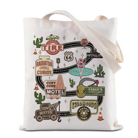 ZJXHPO Car Cartoon Inspired Tote Bag Cars Themed Party Gift Cars Map Reusable Grocery Shopping Bag Car Lover Gift (C-Car Map Tote)