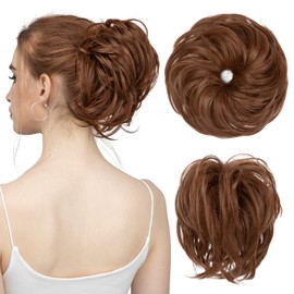 SARLA Messy Bun Hair Piece Updo Synthetic Tousled Ponytail Hairpieces Scrunchies Bun Extensions for Women Girls Light Auburn
