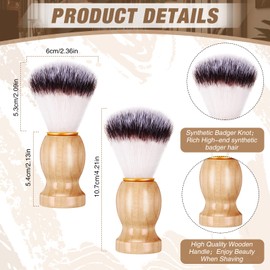 Newtay 2 Pack Men Shaving Brush Synthetic Shaving Tool Shave Brush with Hard Wood Handle Synthetic Travel Shave Brush Shaving Paint Brush for Men Hair Salon Tool Gifts Home(Brown,Classic)