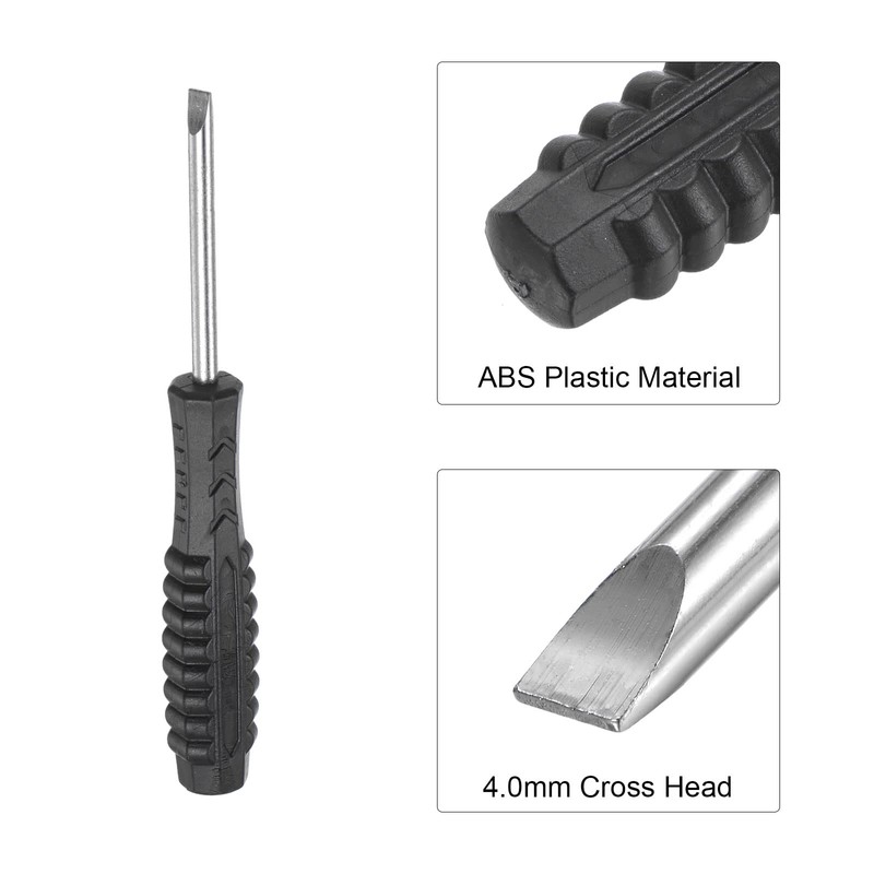 sourcing map Mini Slotted Screwdriver, 4.0mm Flat Head with Non-Slip