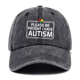 Please be Patient I Have Autism,Funny Hats,Vintage Caps,Adjustable Cotton Baseball Cap for Men Women Black