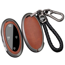 ontto Car Key Case Suitable for Hyundai Kona N-Line Elantra SEL Ioniq 6 Sonata 2023 2024 Remote Control Cover Metal PU Leather Key Case Key Case 5/7 Buttons B Black Brown